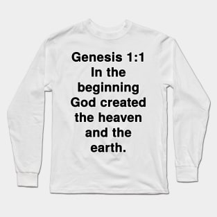 Genesis 1:1 King James Version Bible Verse Typography Long Sleeve T-Shirt